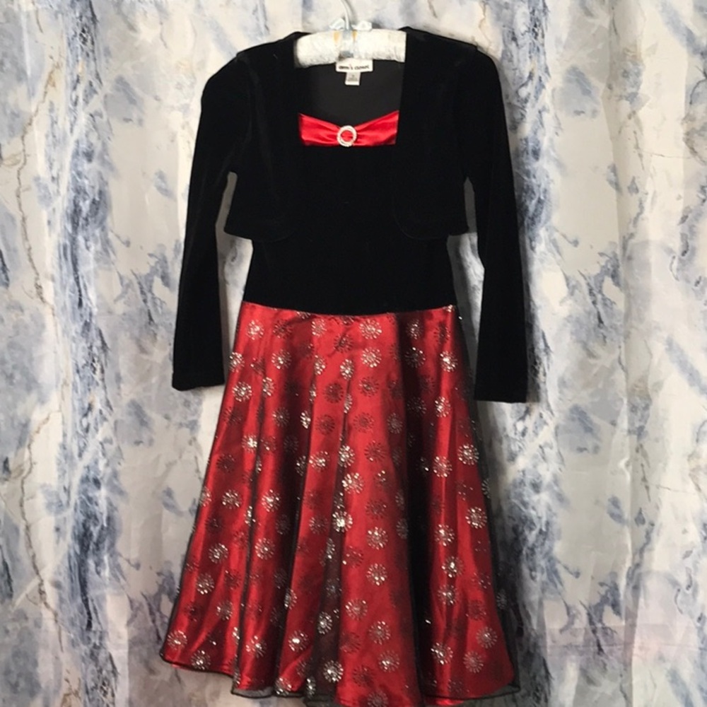 Amy's closet festive 1 piece dress bodice jacket attached
